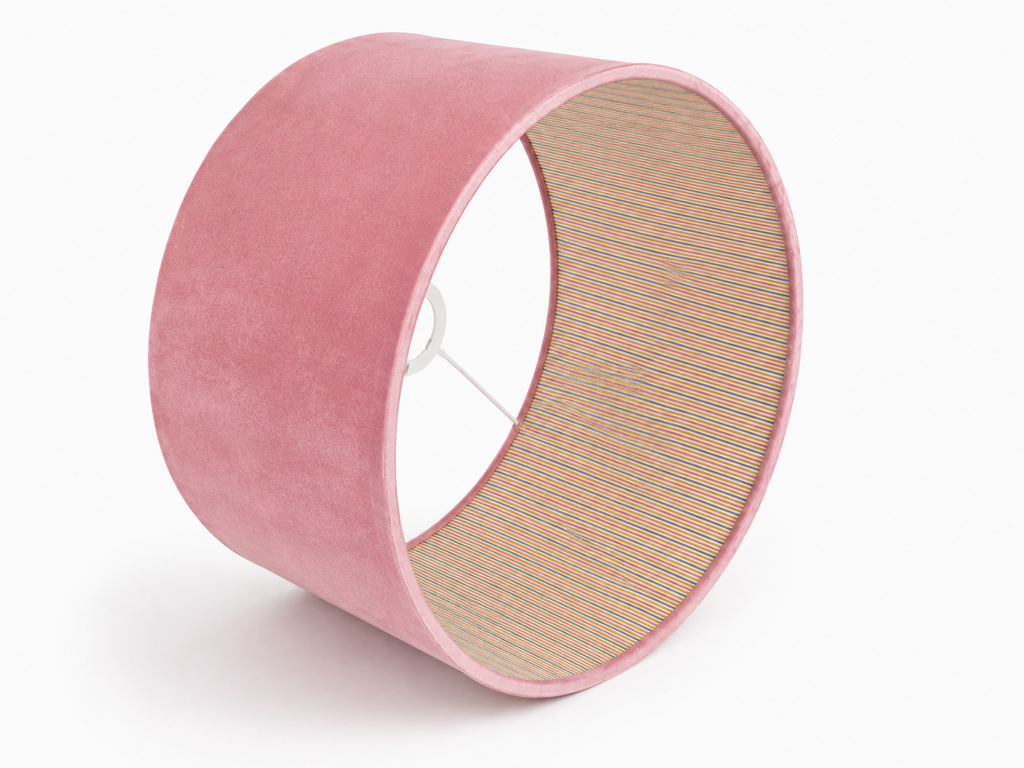 Blush Velvet Collection - "Stripes" double-sided handmade drum lampshade