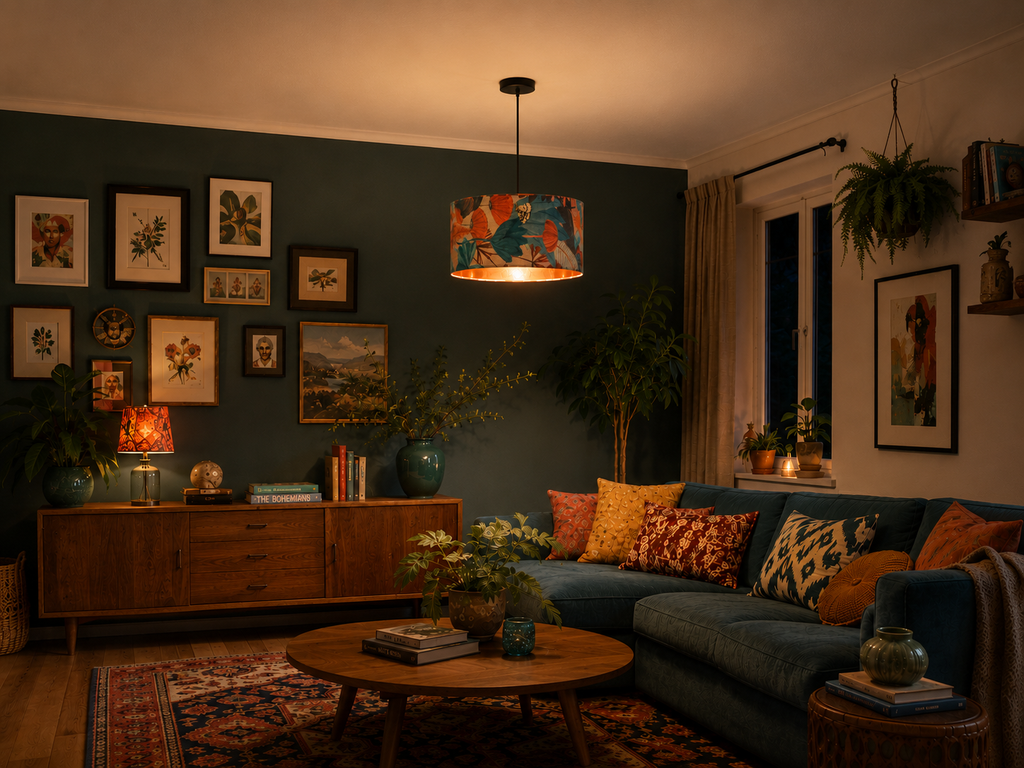 Copper Canopy - handmade drum lampshade