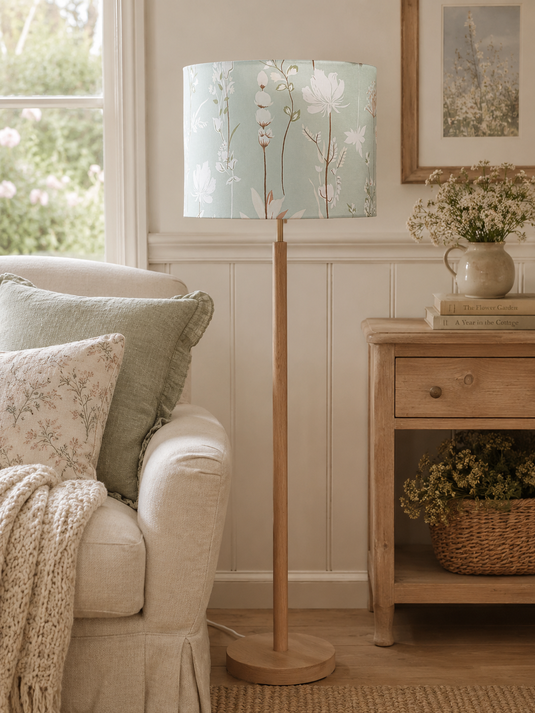 Cotton flowers shade floor lamp