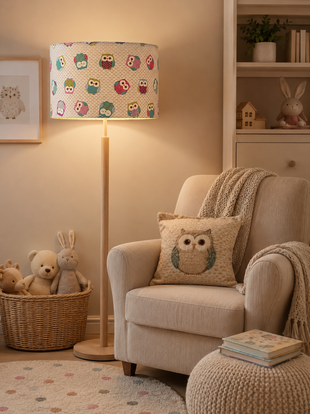 Funny owls shade floor lamp