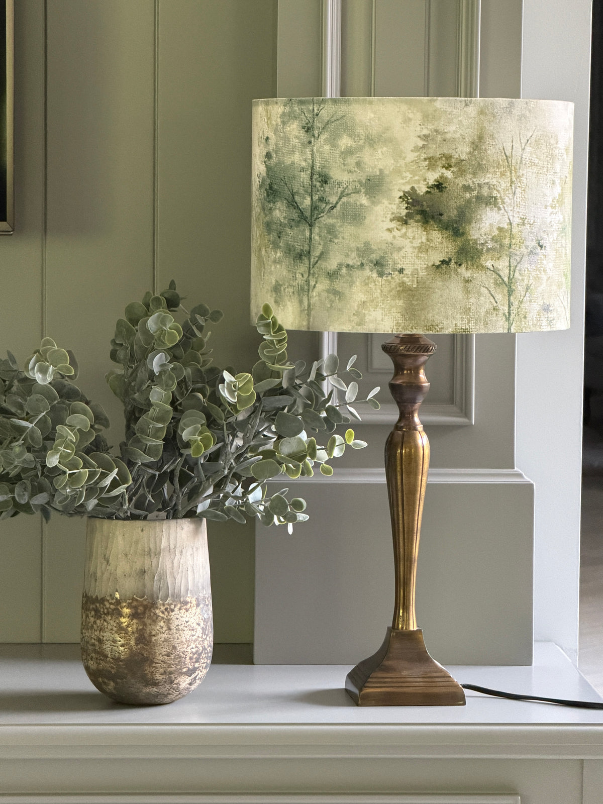 Mystic forest - handmade drum lampshade