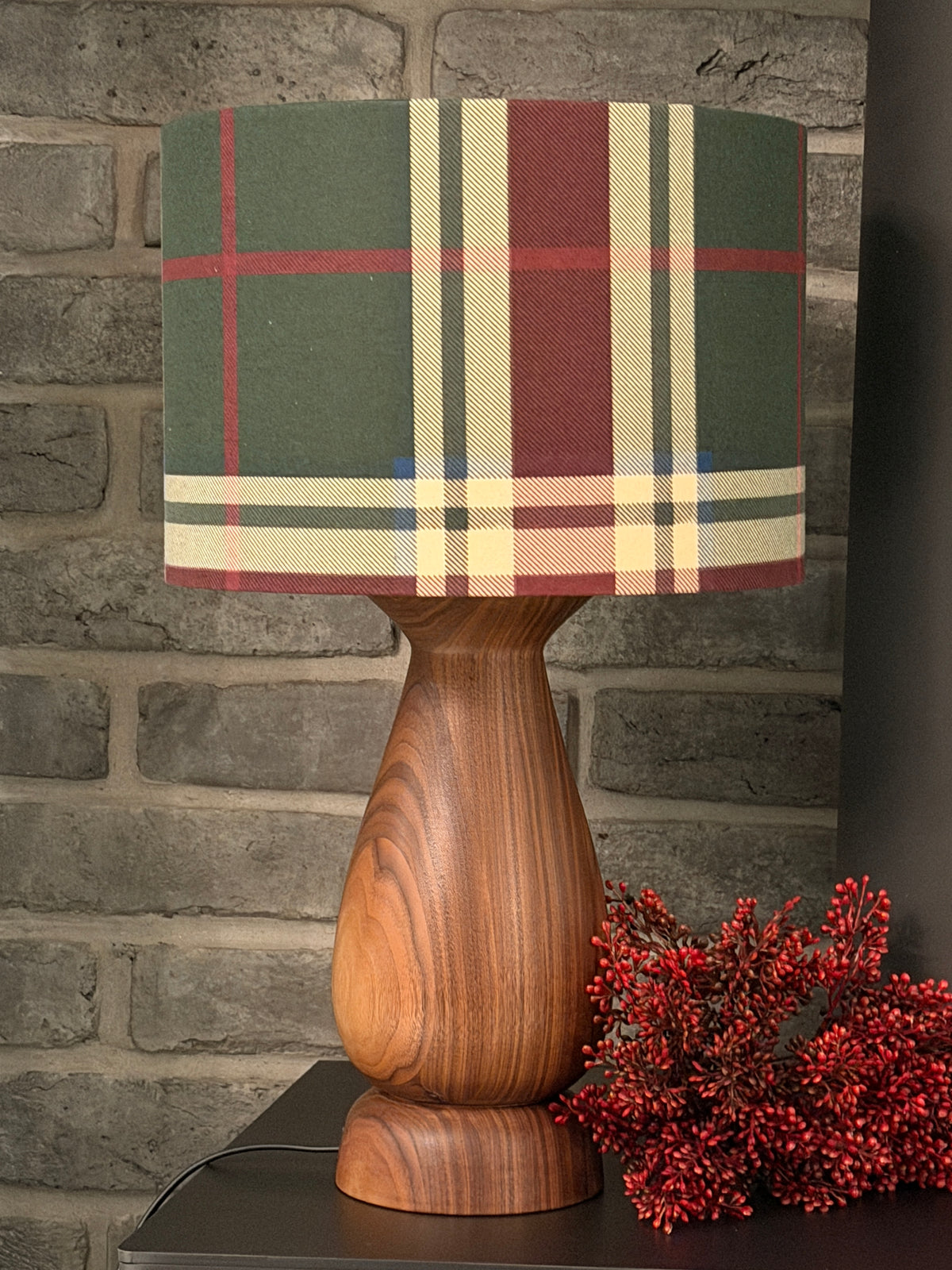 Cosy Plaid - handmade drum lampshade