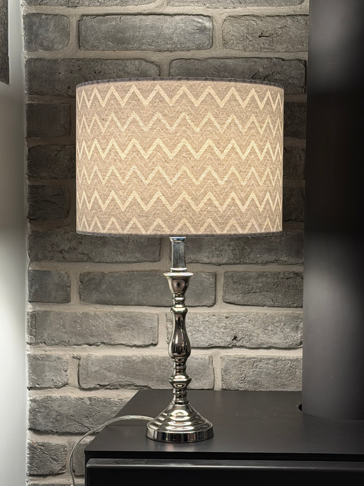 Chrome & Chevron Table Lamp Special Offer