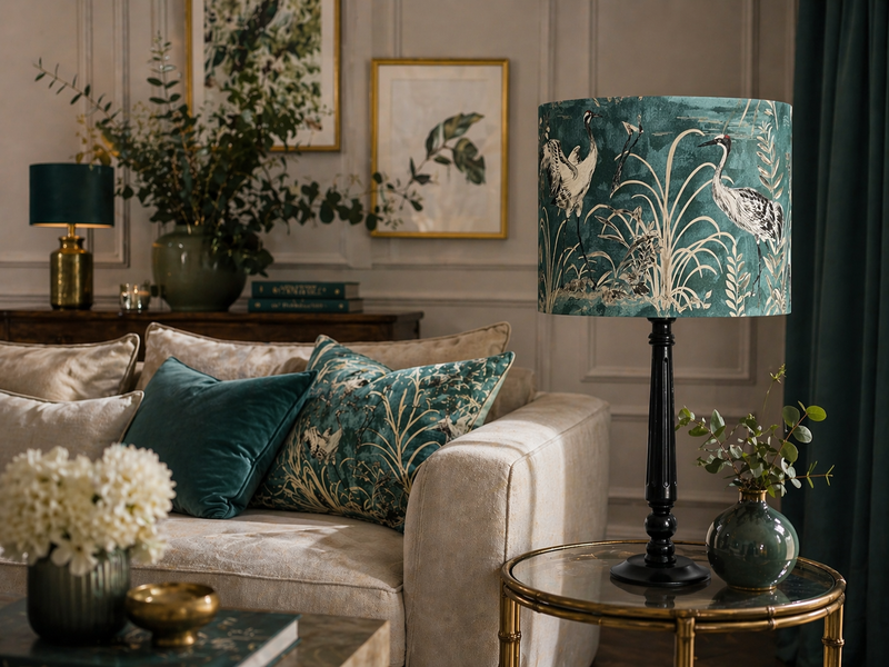 Koronás daru lámpabúra elegáns környezetben