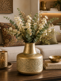 Oriental golden vase with flowers