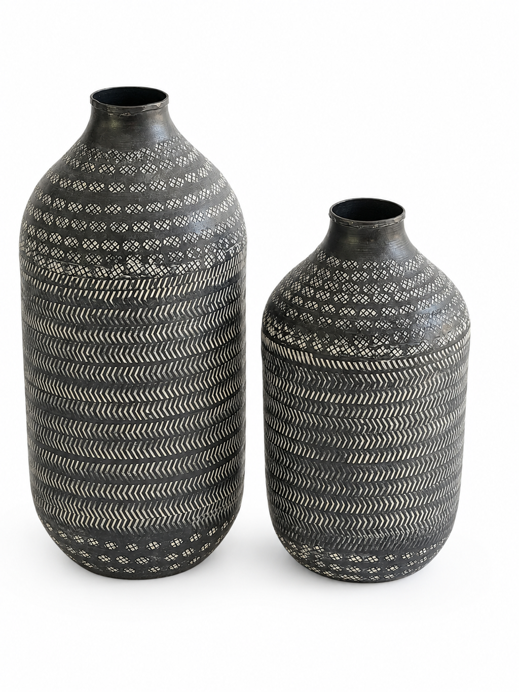 Rustic metal vases