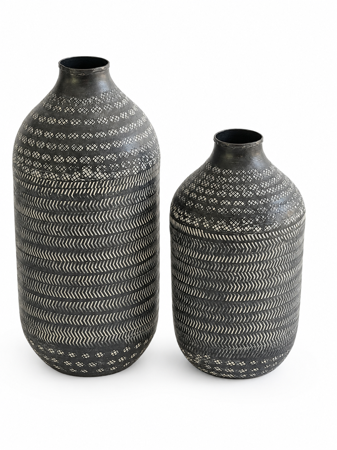 Rustic metal vases