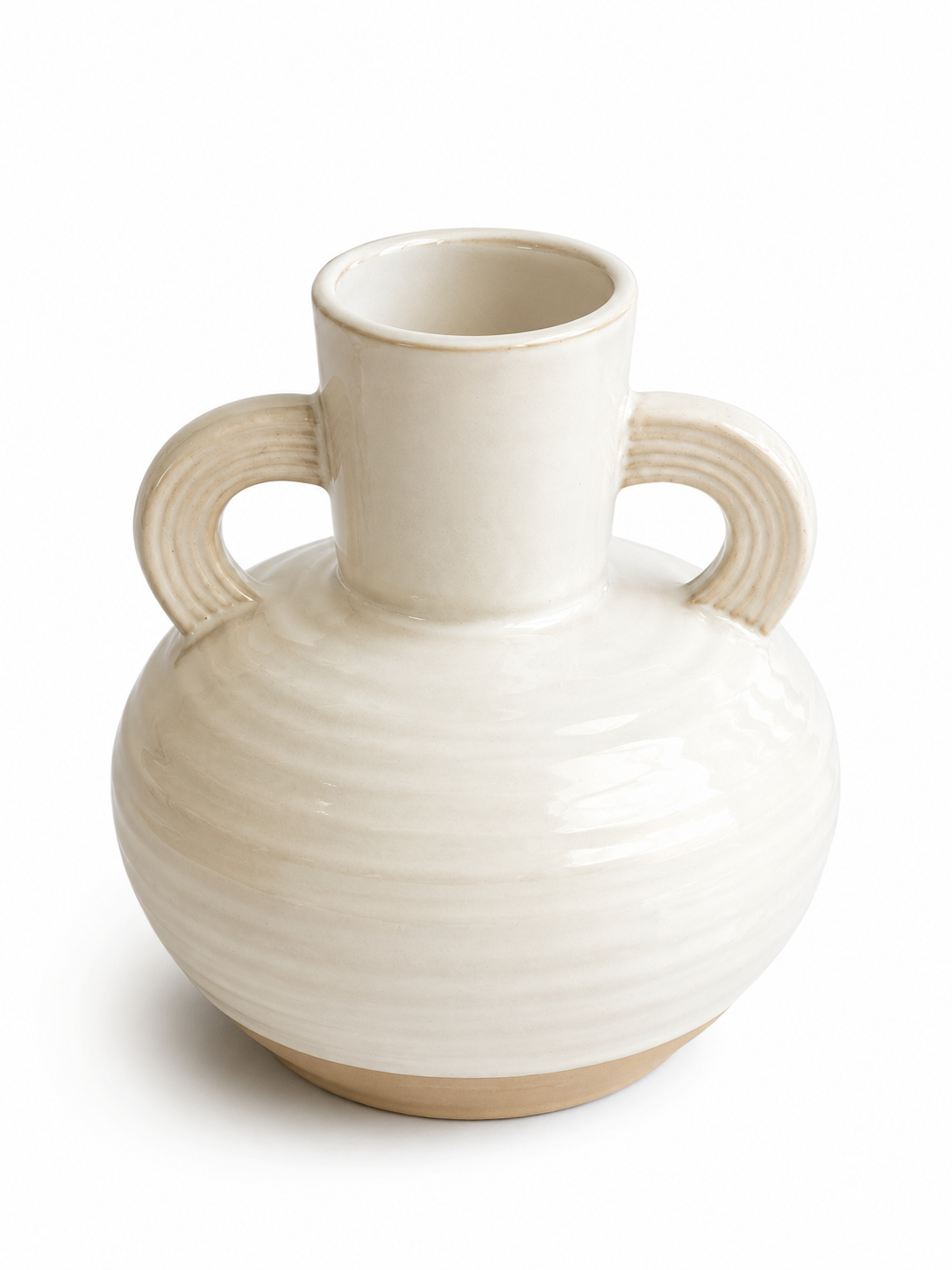 White ceramic vase with handle