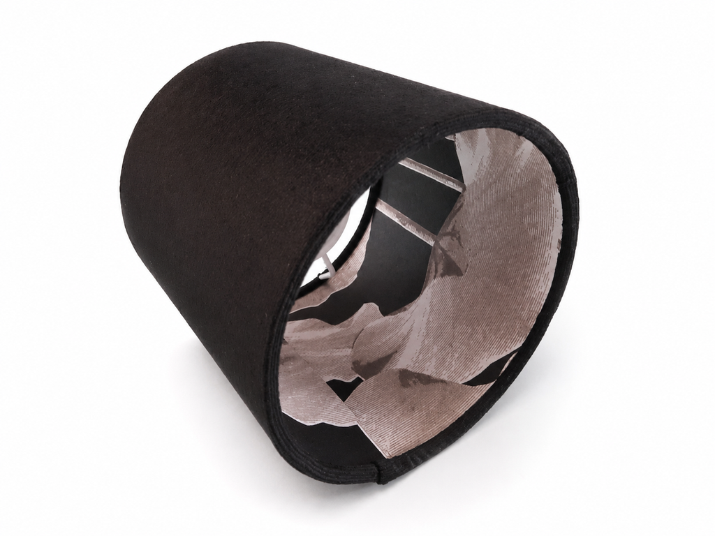 Black Lotus - handmade drum lampshade in pair