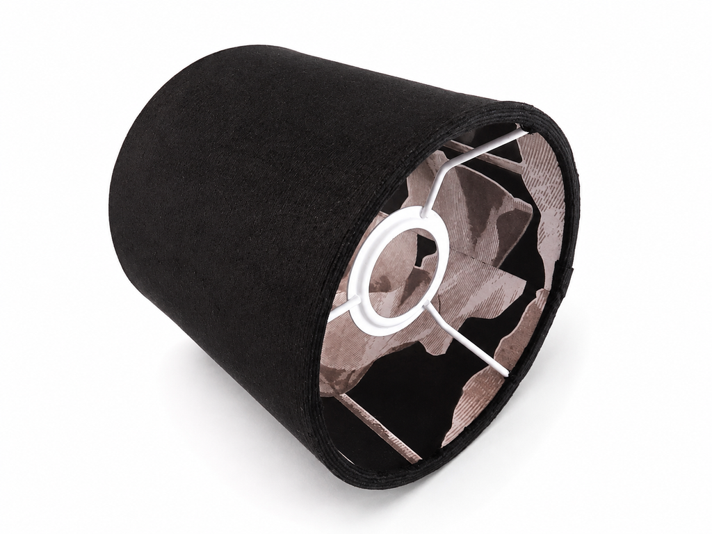 Black Lotus - handmade drum lampshade in pair