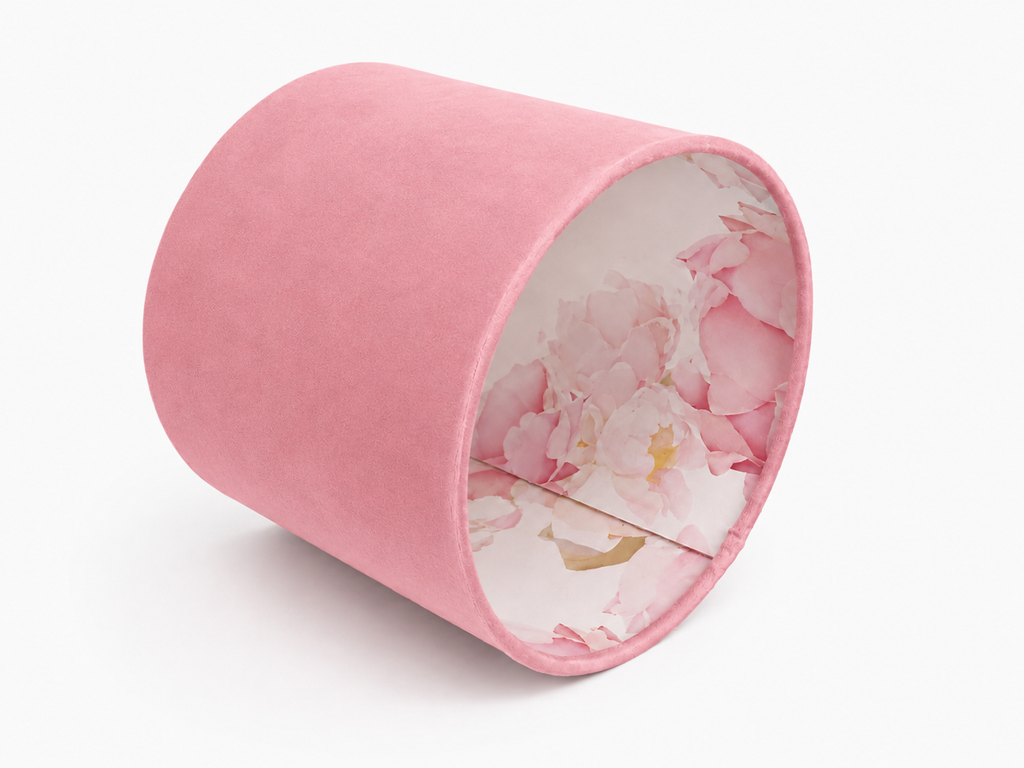Blush Velvet Collection - "Peonies" double-sided handmade drum lampshade