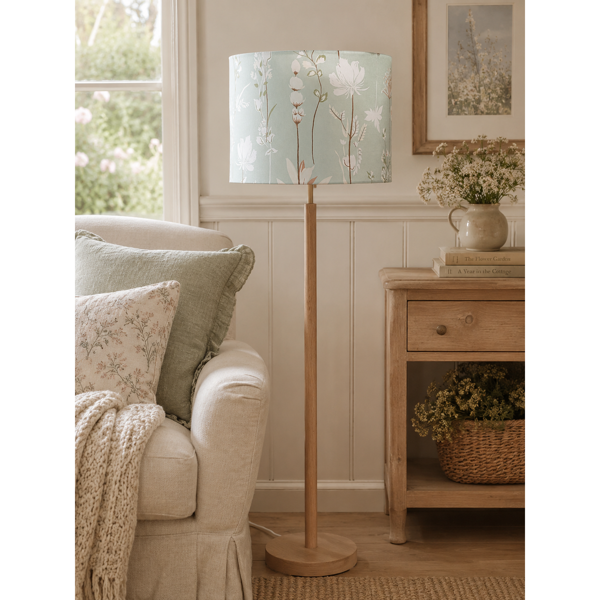 Cotton Blossoms – Handcrafted Drum Lampshade