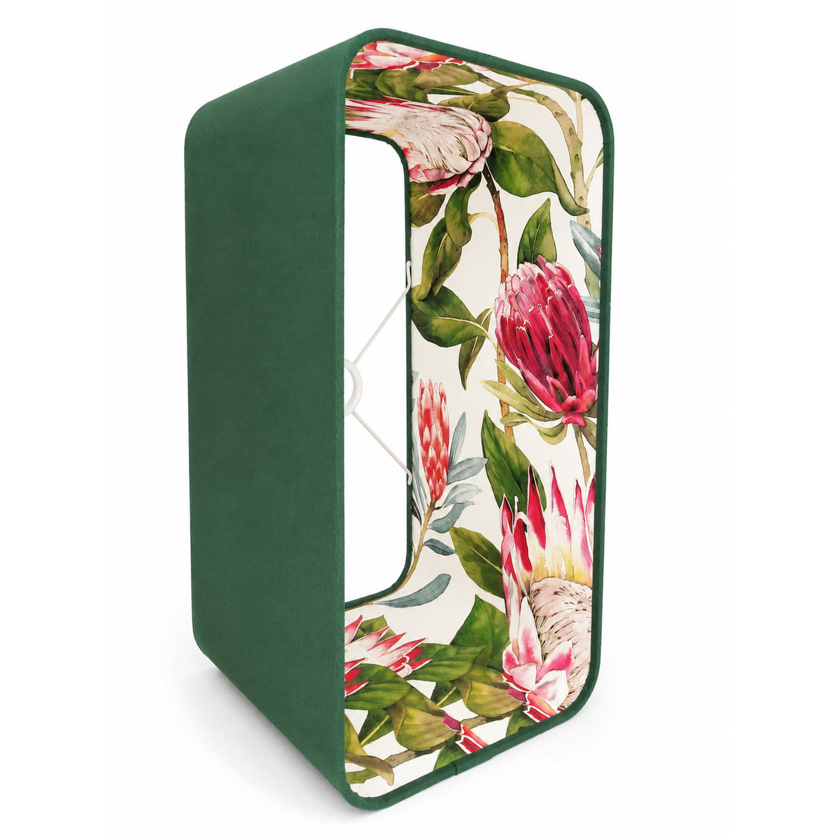 Handcrafted Rounded Rectangular Lampshade With Sanderson King Protea Wallpaper Lining