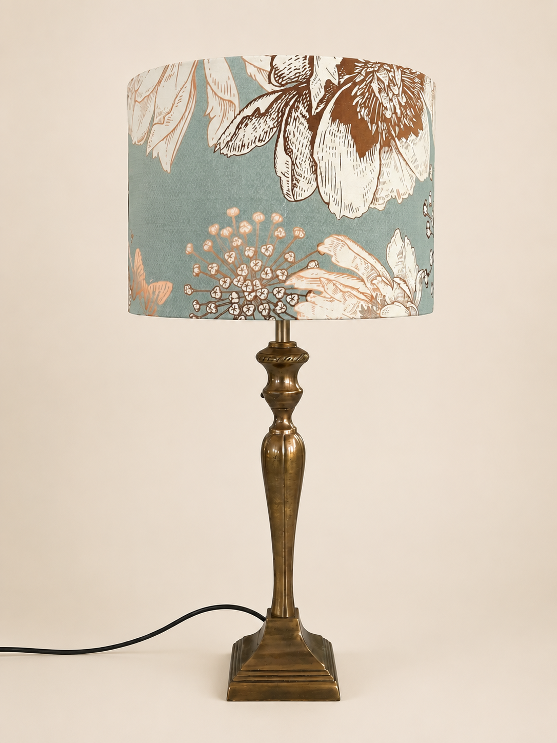 Vintage hatású réz lámpatalp + búra (57 cm)