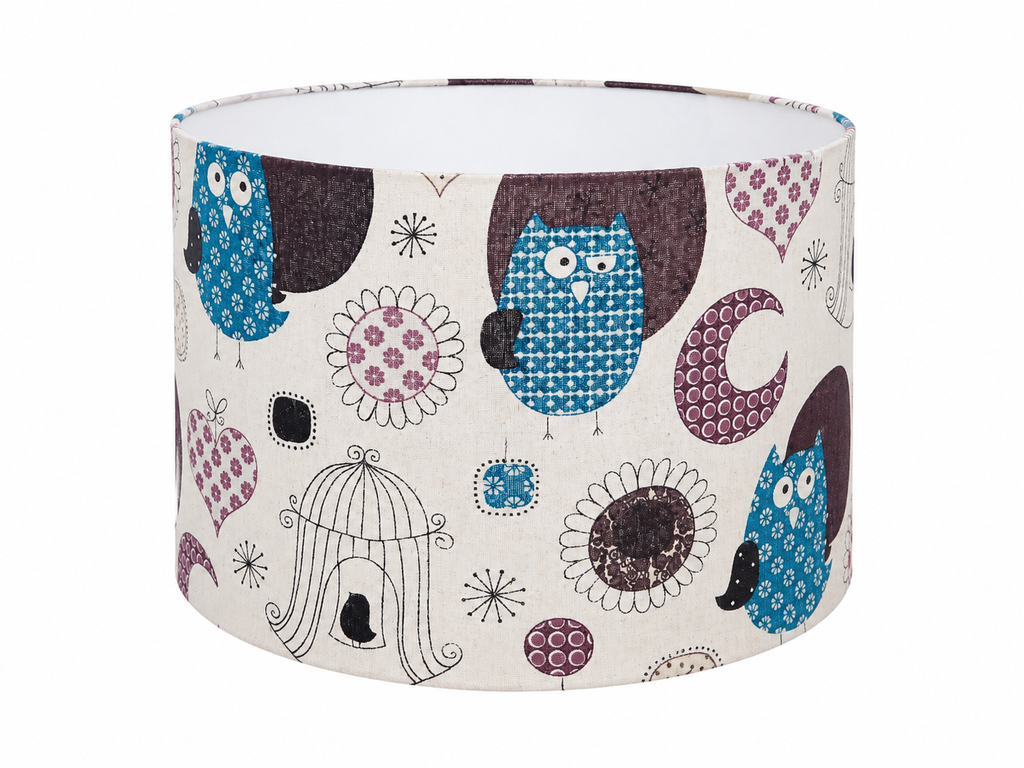 Owl Tales - handmade drum lampshade