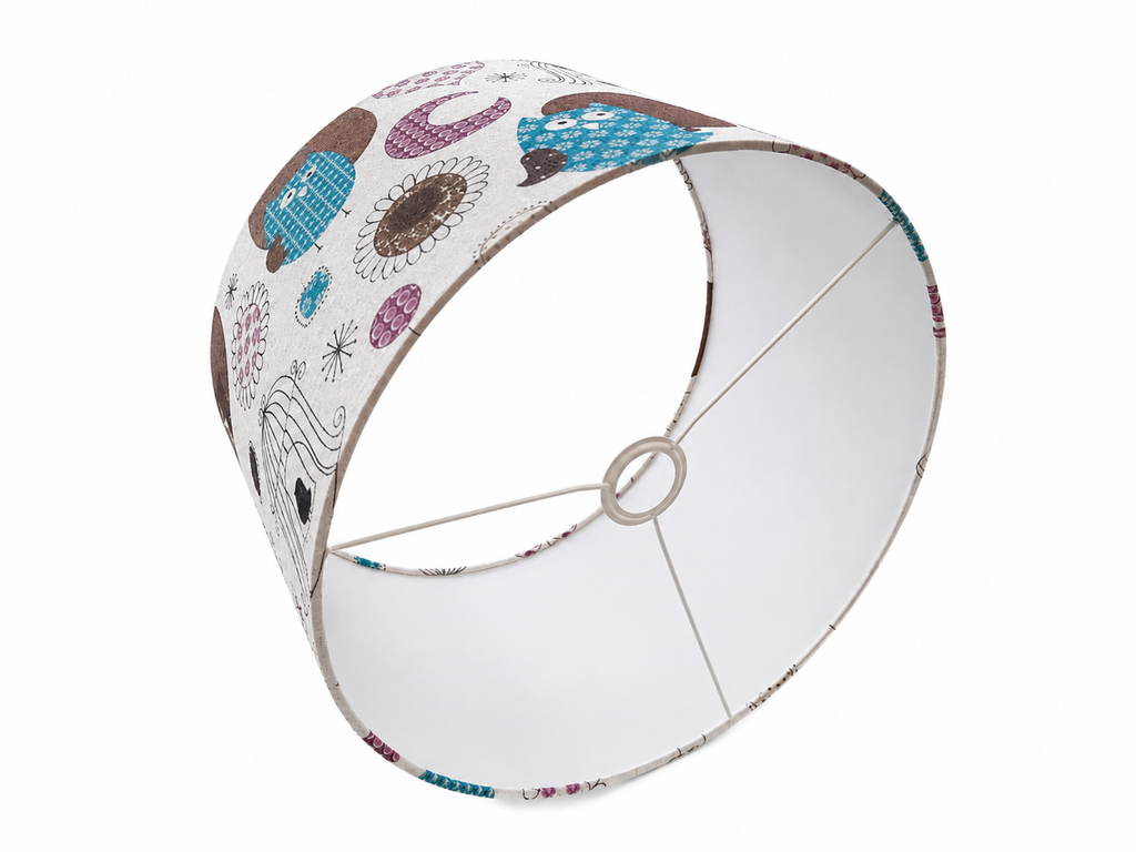 Owl Tales - handmade drum lampshade