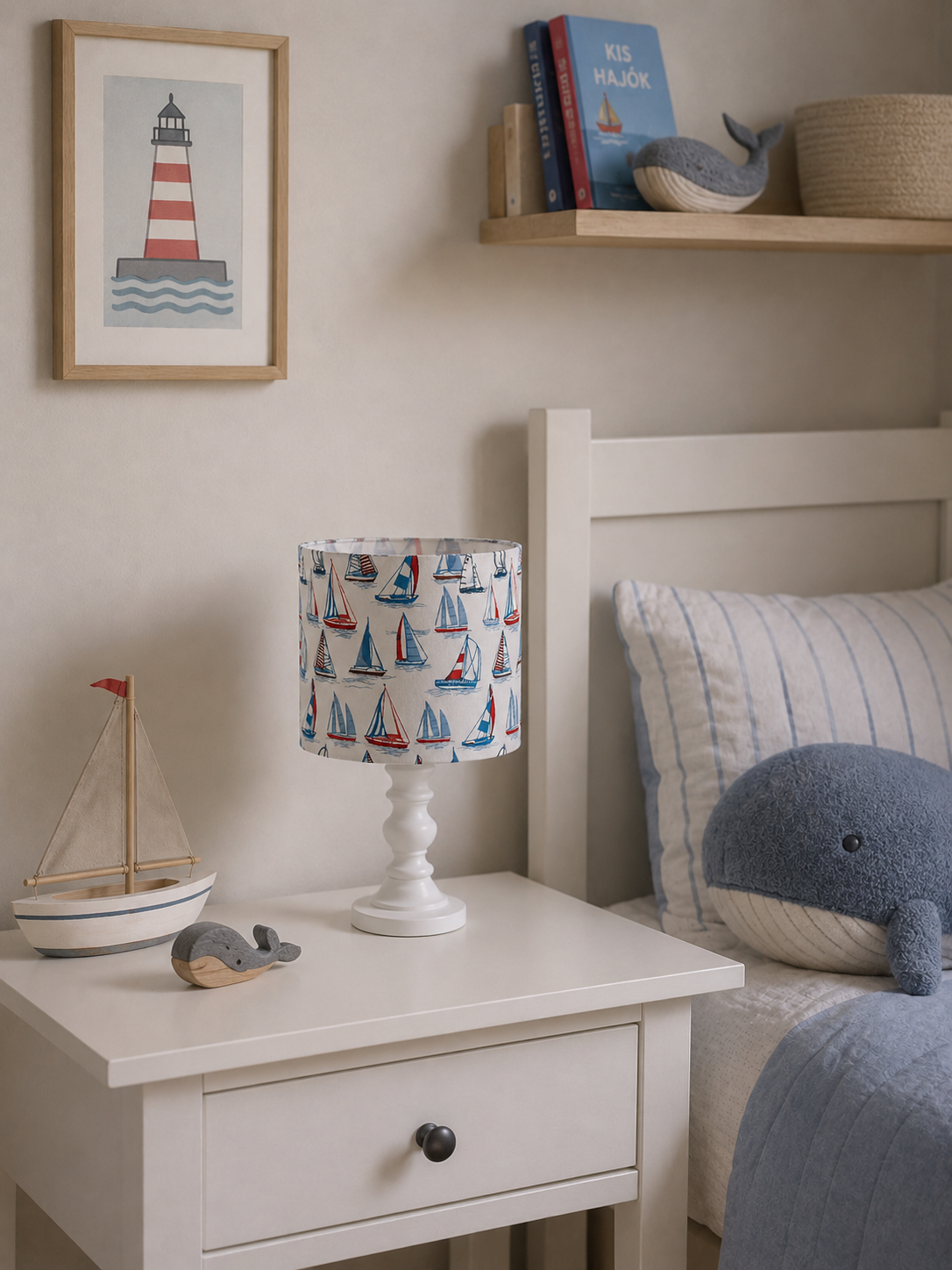 Sailboat - handmade drum lampshade