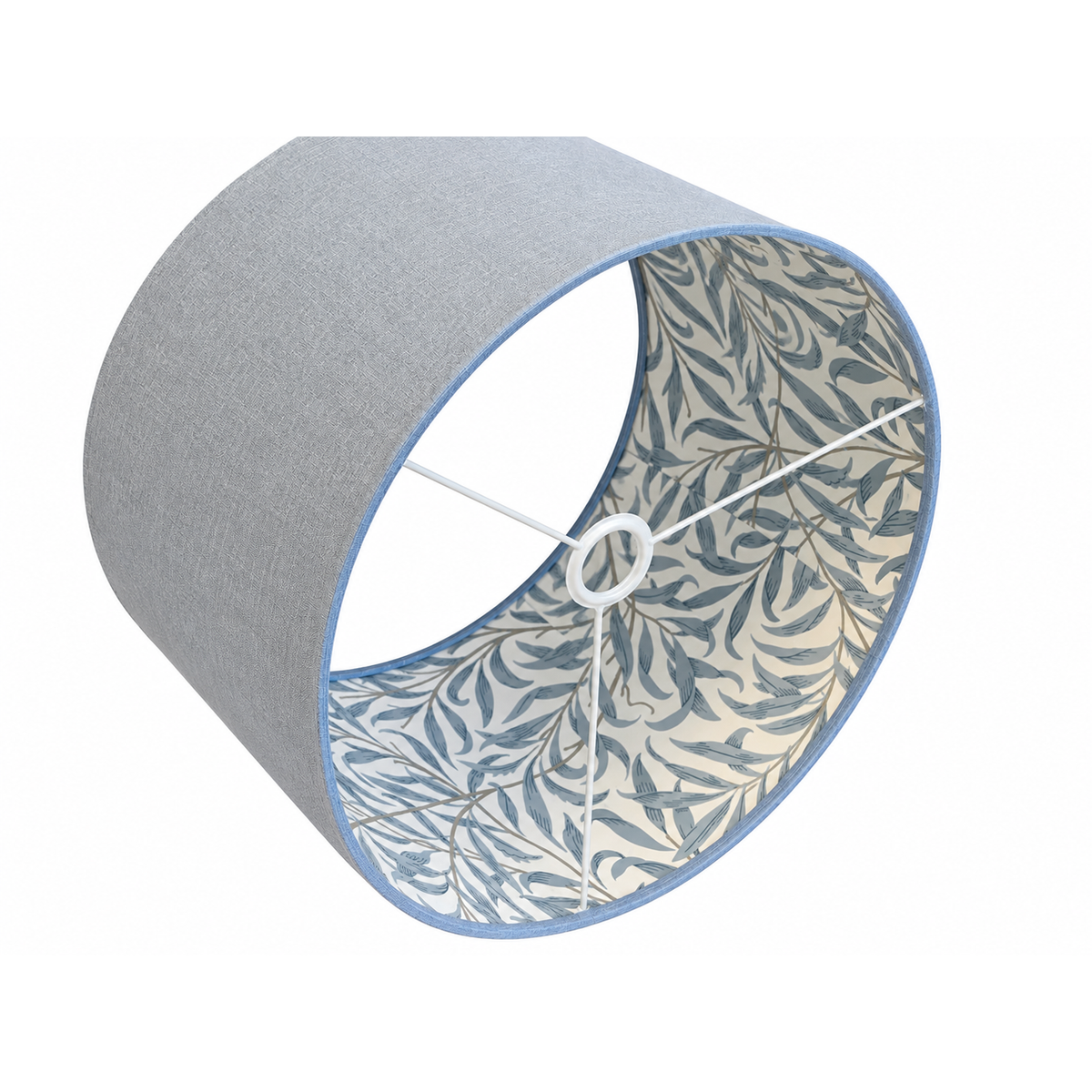 Handcrafted Drum Lampshade with William Morris "Willow Bough" Wallpaper Lining