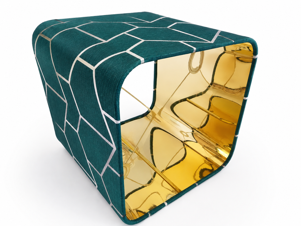 Teal Geometry – Handcrafted Rounded Square Lampshade