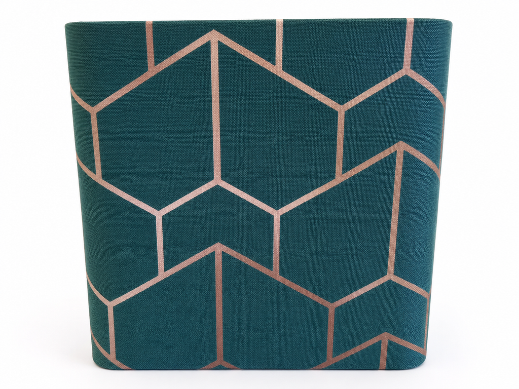 Teal Geometry – Handcrafted Rounded Square Lampshade