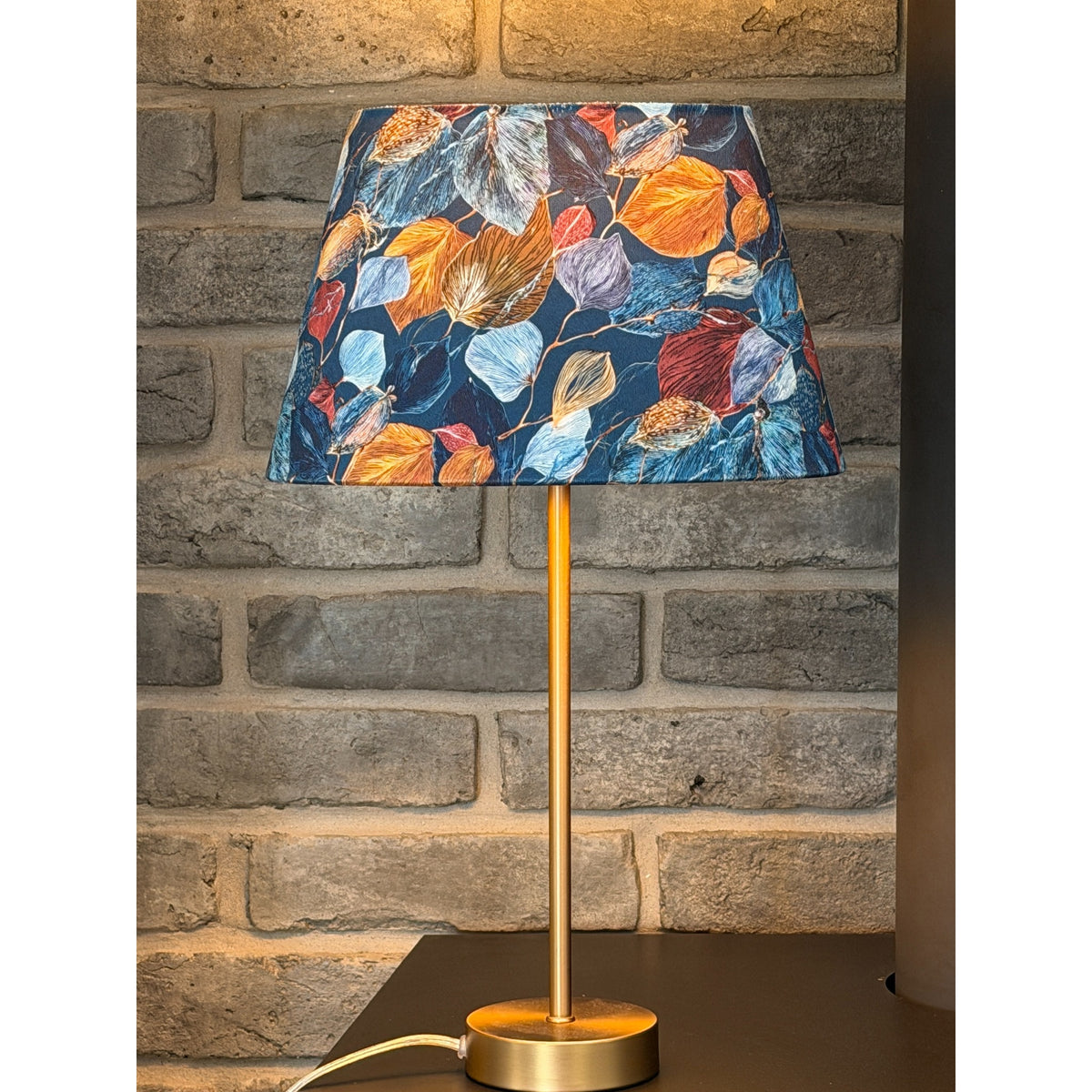 Vibrant autumn - tapered oval lampshade with matte gold lining