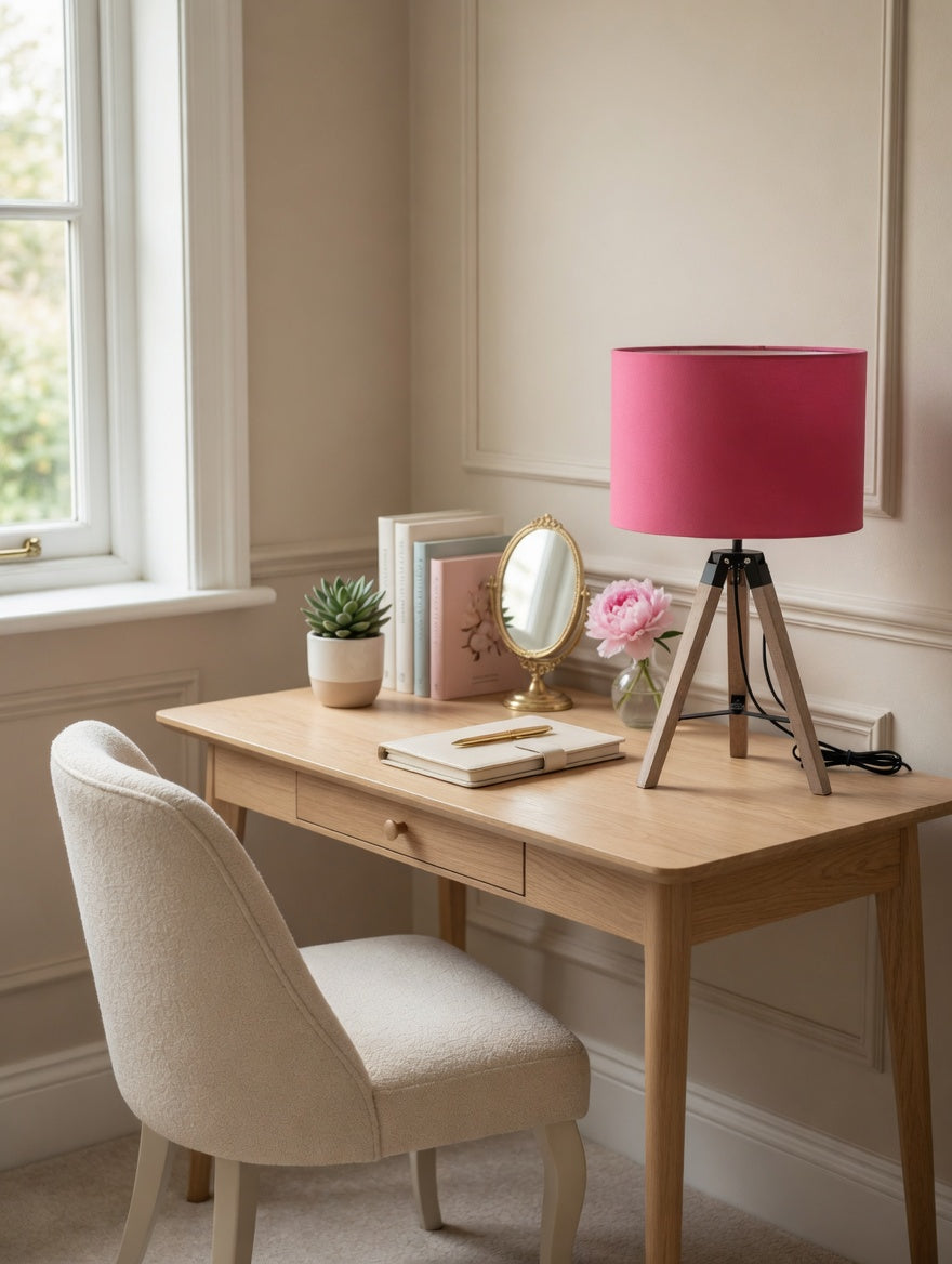 Sanderson King Protea dark pink - kézműves dob alakú lámpabúra